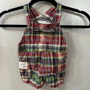Ralph Lauren Plaid Shortall Overalls Cotton 6mo